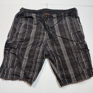 Nike Shorts Mens XL Black Plaid Cargo Drawstring Athletic Dept Boardshorts